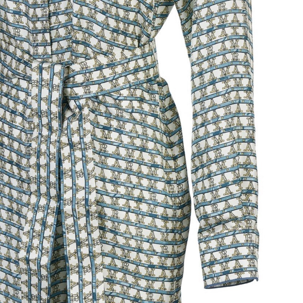 Max Mara Cupido Silk Logo Monogram Shirt Dress Geometric Midi Quiet Luxury - Picture 6 of 16